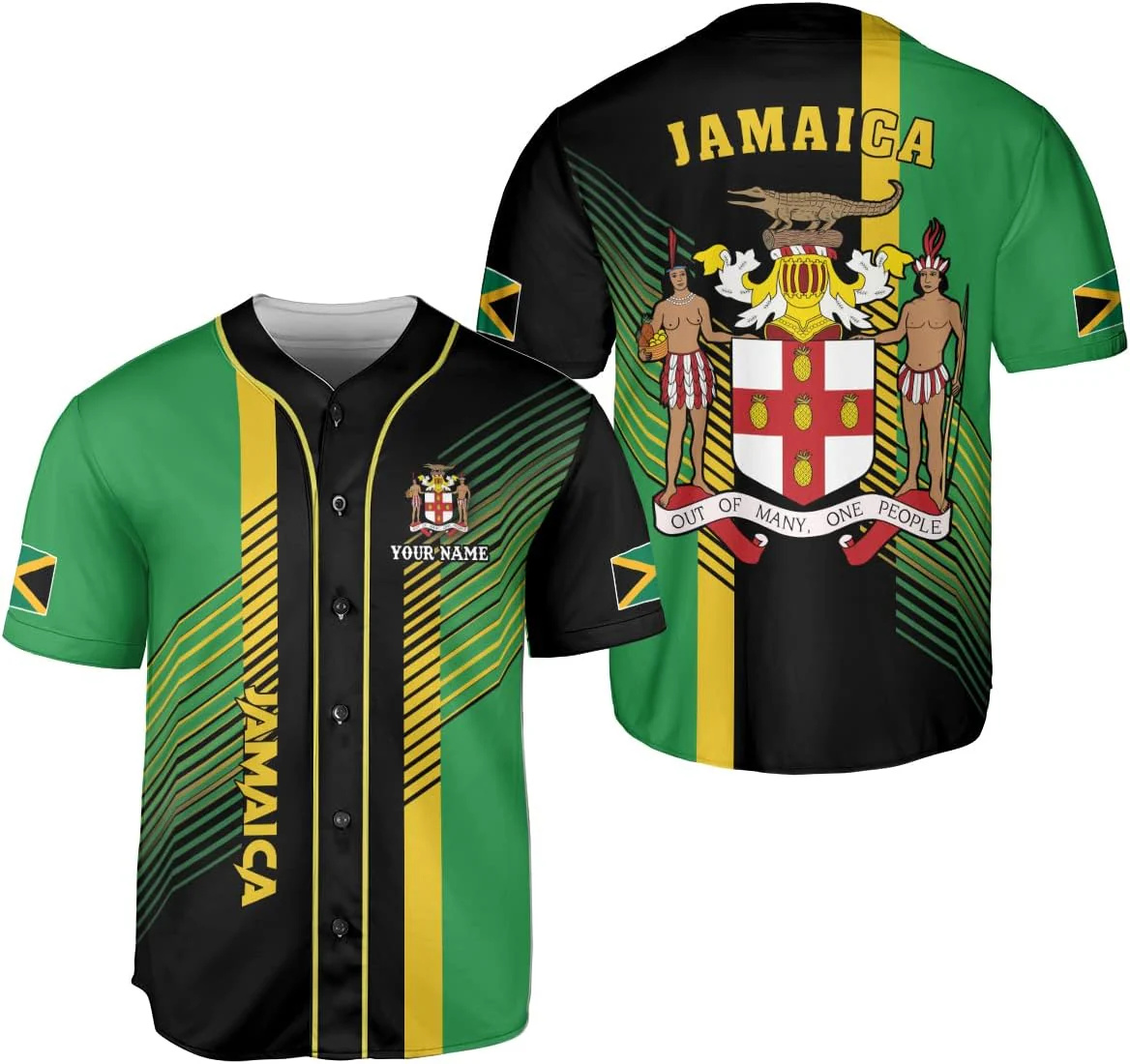 Street Fashion Jersey - Personalized Name Jamaica Design Patterns 3D