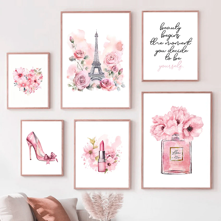 Street Fashion Paris - Paris Fashion Art Poster Pink Eiffel