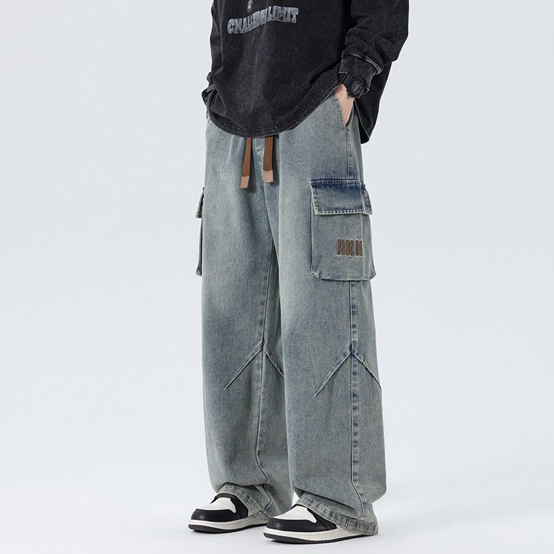 Cargo Pant Wide - Men Wide Leg Cargo Jeans Vintage