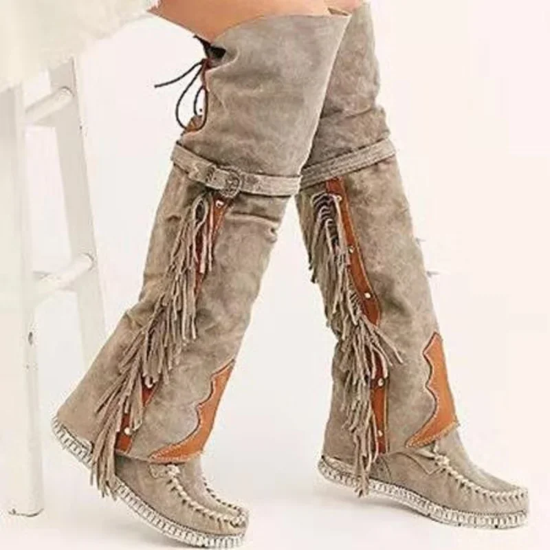 Street Fashion Girls - Fashion Bohemia Knee-length Women Boots Ethnic