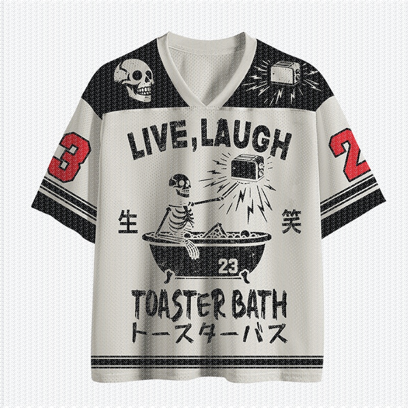 Street Fashion Jersey - V Neck White Black Color Block