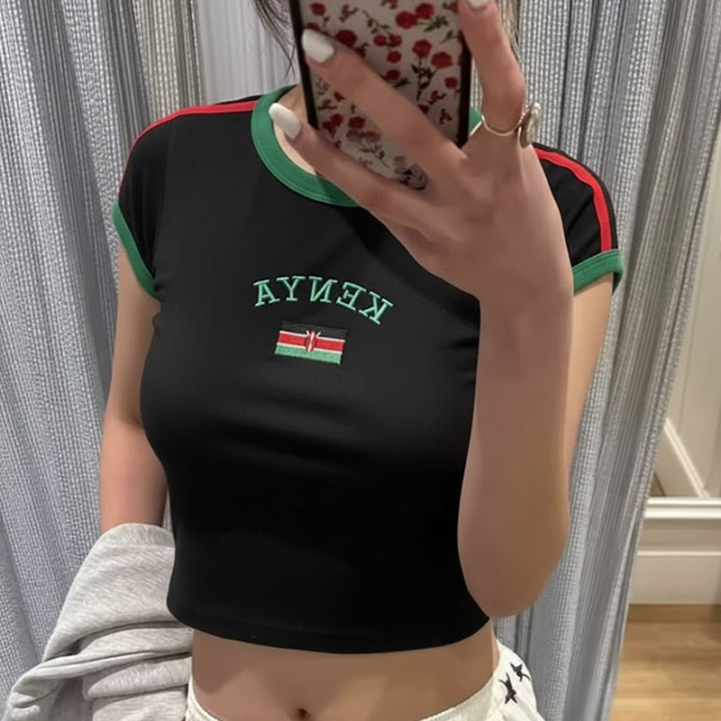 Street Fashion Kenya - Kenya Printed Crop Top Y2K Sexy