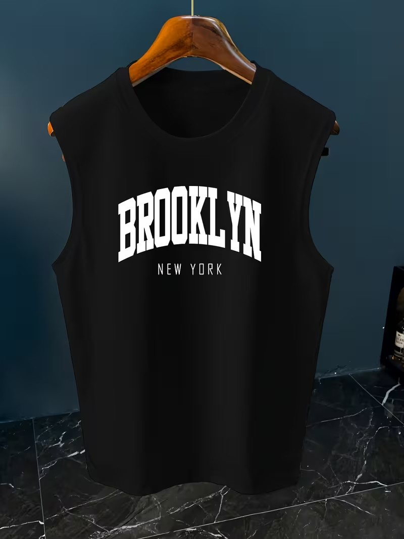 Street Fashion Paris - Mens Minimalist Paris Letter Print Sleeveless