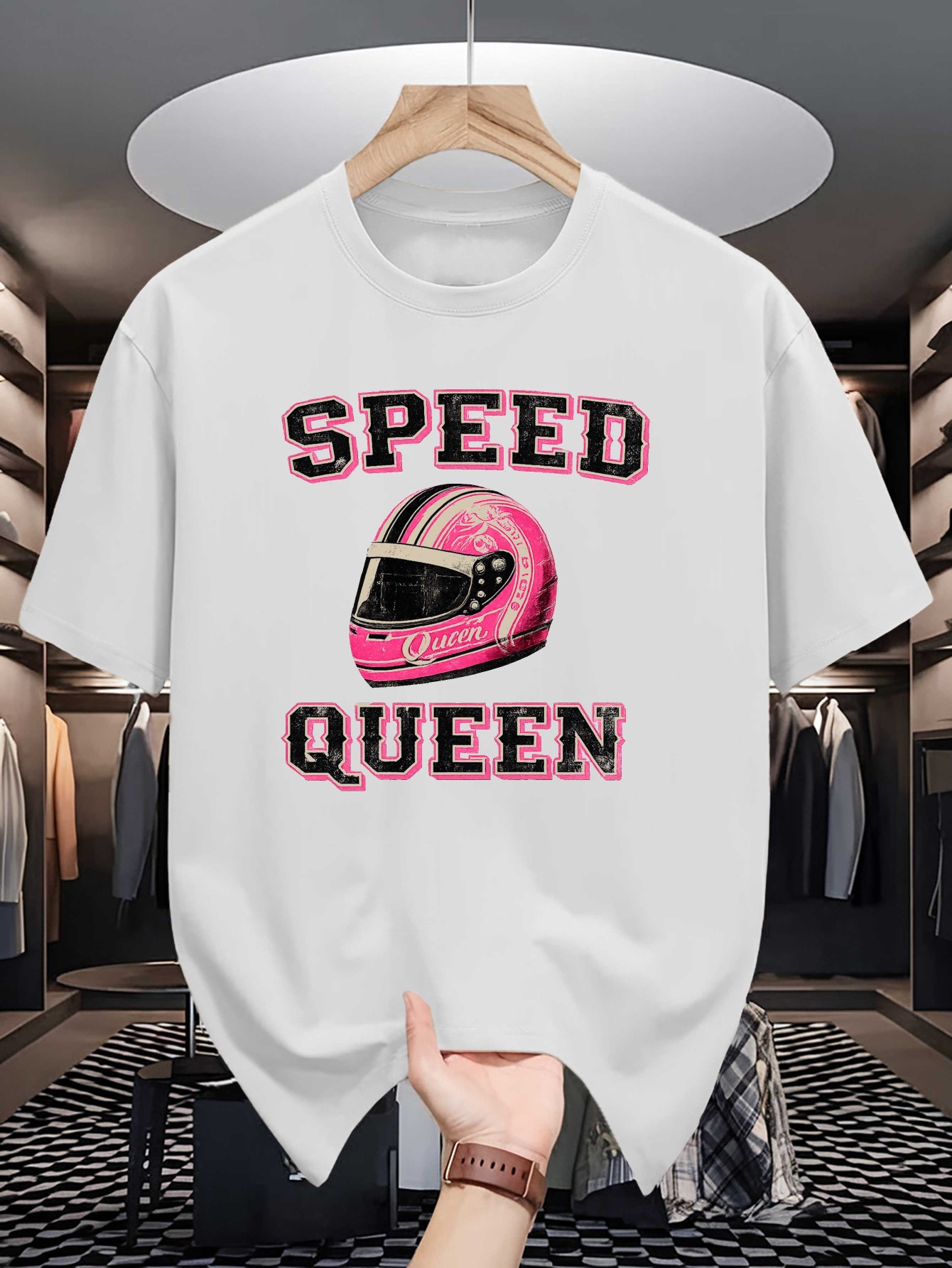 Queen Street Fashion - Men Cotton Tee Racing Helmet Speed