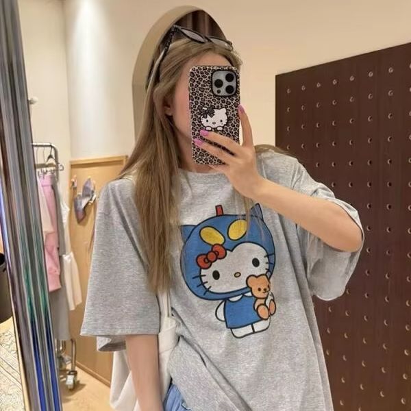 Street Fashion Jersey - Short Sleeved Hello Kitty Printed T-Shirt