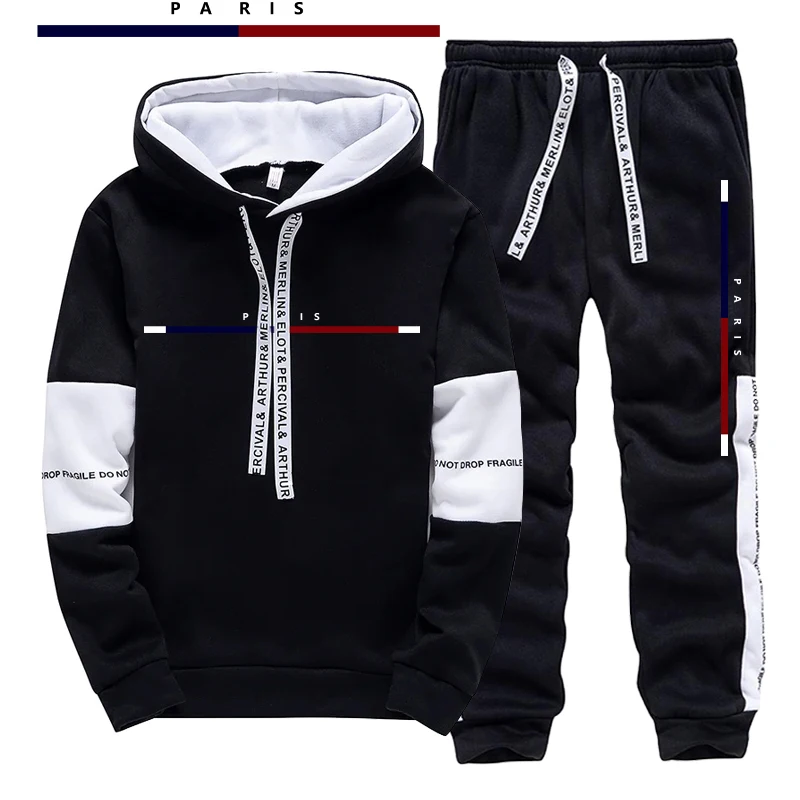 Street Fashion Paris - Paris Fashion Printed Men's Set/Hoodie/Pants Fall