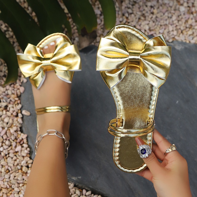 Golden Women Flat Slippers New - Street Fashion Female review and price