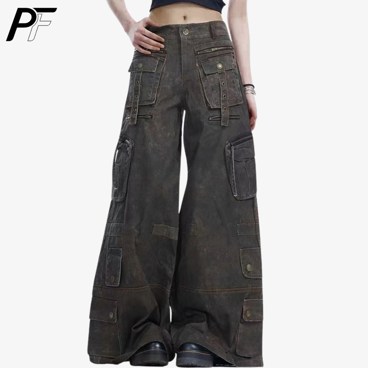 Grunge Techwear Wide Leg Cargo - Cargo Pant Wide review and price
