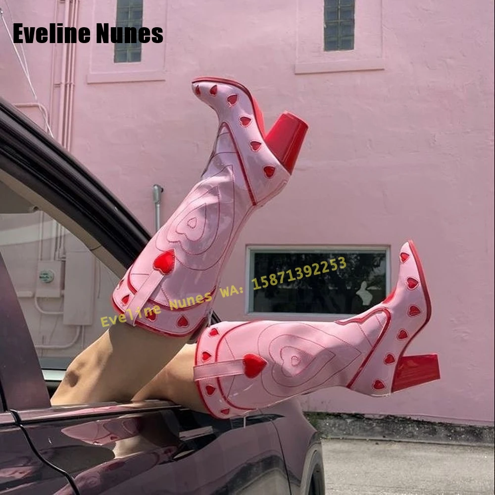 Pink Heart Space Cowgirl Boots - Street Fashion Female review and price