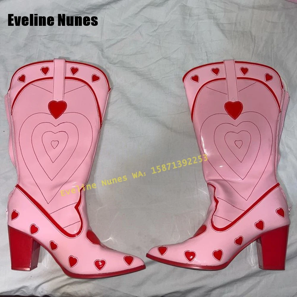 Pink Heart Space Cowgirl Boots - Street Fashion Female review and price