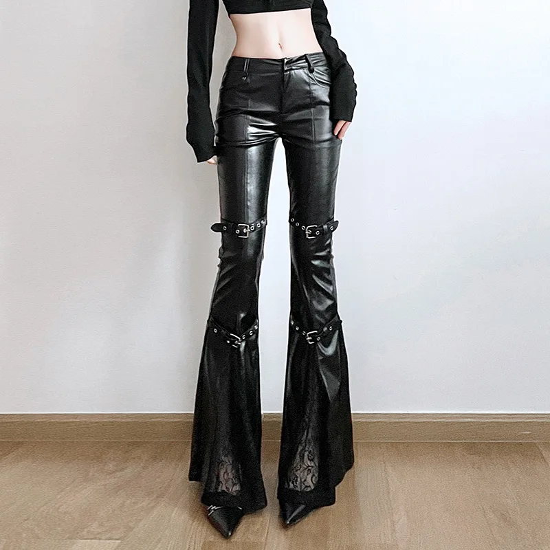 Women's PU Leather Flare Pants - Street Fashion Female review and price