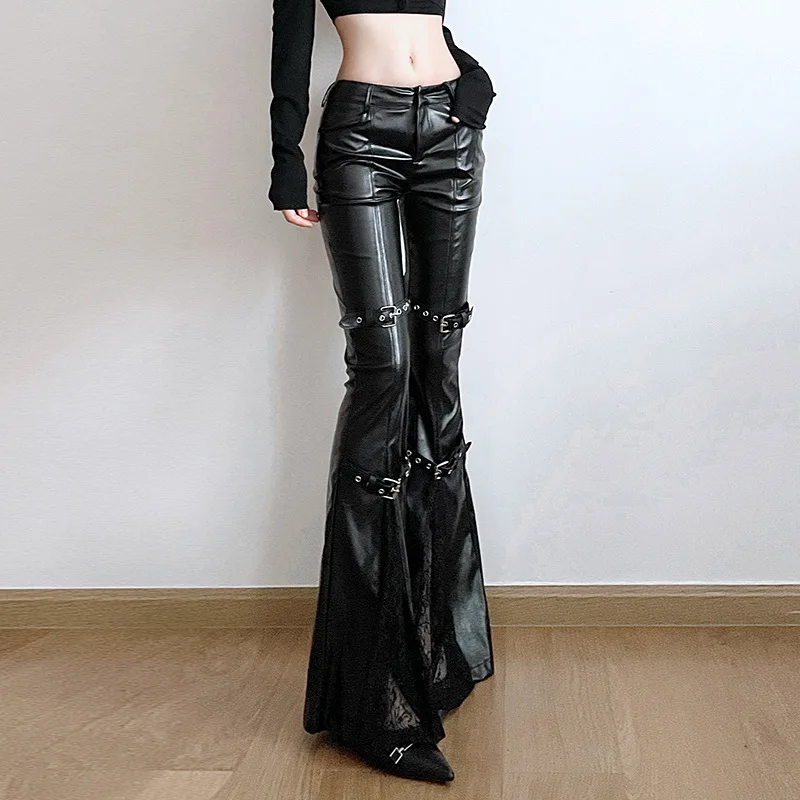 Women's PU Leather Flare Pants - Street Fashion Female review and price
