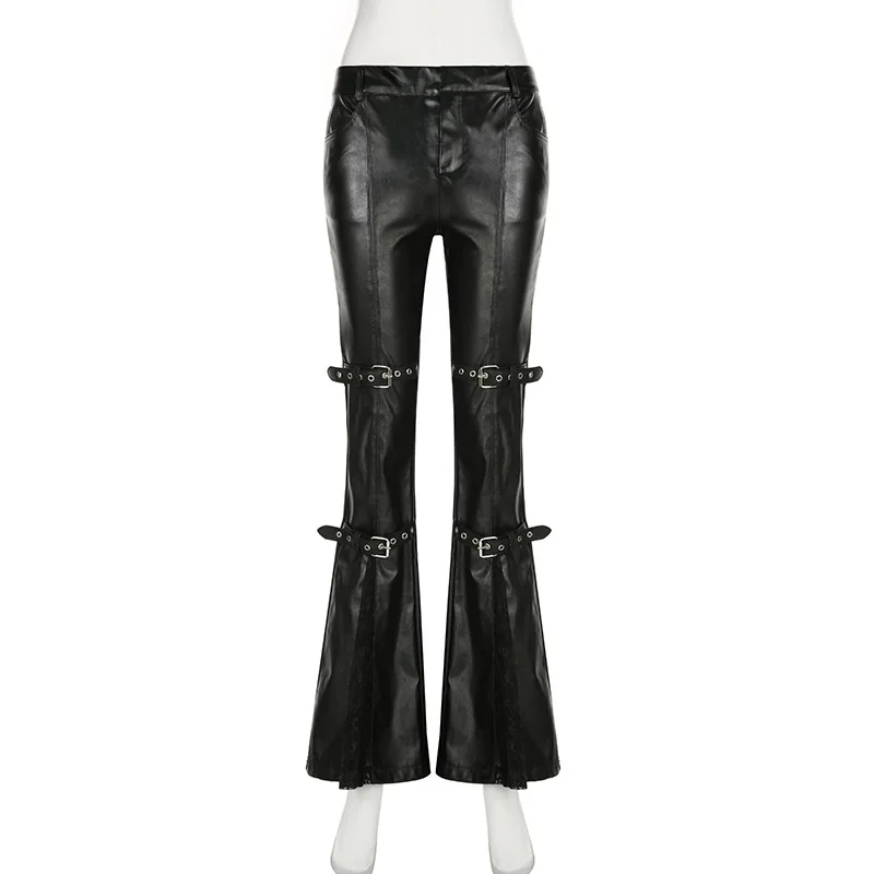 Women's PU Leather Flare Pants - Street Fashion Female review and price