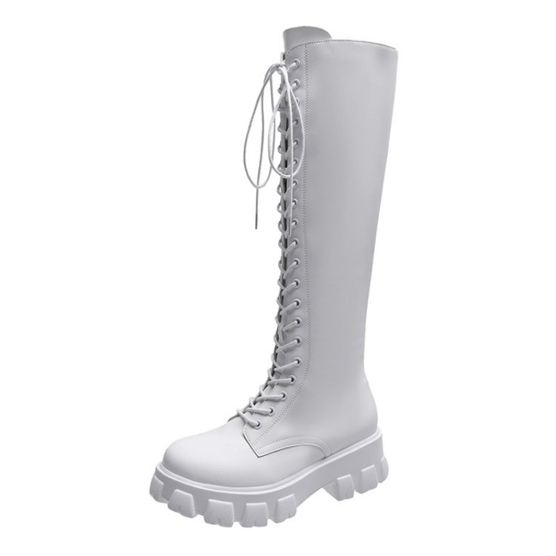 Women Knee High Boots Lace Up  - Street Fashion Female review and price